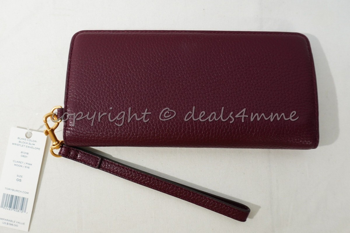 NWT Tory Burch Blake Color-Block Slim Leather Wallet/Wristlet in 