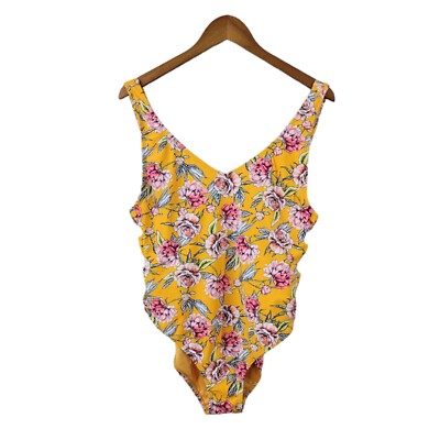 Xhilaration Swim Suit Size XL Bathing one piece Wire free Bra Side Cut Out  Flora