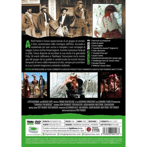Cannibal! The musical - Trey Parker (2 DVD - TL010 - Tromaland) Nuovo - Foto 2 di 2