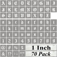 1 Inch Alphabet Letter Stencils for Painting - 70 Pack Old English Letter Ste...
