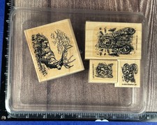 Stampin Up Retired Wood rubber stamp set, YUKON -not a complete set
