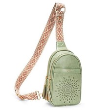 Small Sling Bag Fanny Packs Cell Phone Purse Vegan Leather Crossbody 04-green