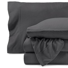 Fleece Sheet Set King Size Extra Plush Pill Resistant Breathable Grey Bare Home