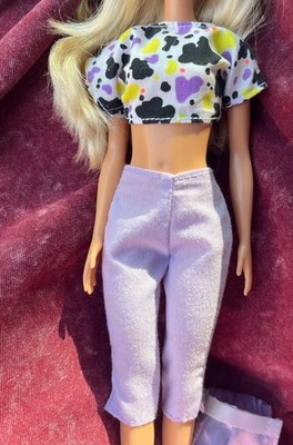 Barbie 90's outfit crop top purple print & lavender capri pants or Courtney 1991
