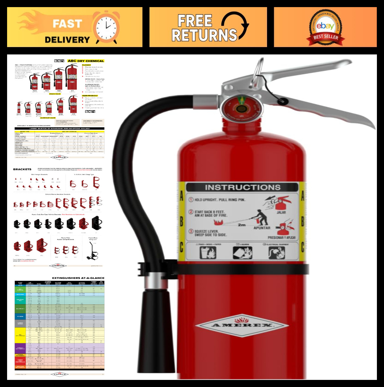 5 Lb Dry Chemical Fire Extinguisher - Abc Class Safety Equipment, Portable Fire
