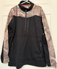 Magellan Outdoors Mens XL Hunt Gear Fleece Jacket Camo Mag Warmth 1/2 Zip