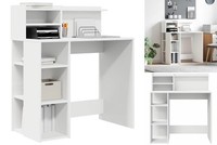 Schreibtisch Mit Stauraum Weiß 90X48X101.5 Cm Spanplatte