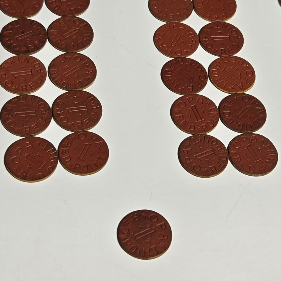 World War II 61 TOTAL OPA Red Point Food Ration Tokens 17-SemiRare 3 ...