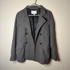 Banana Republic Gray Wool Blend Coat Size Large 2 Pockets Classic Lined