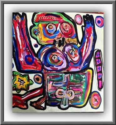 Engel Mann  Pop Art  Malerei  Kunst Art brut  Portrait  Leinwand Weihnachten Oil