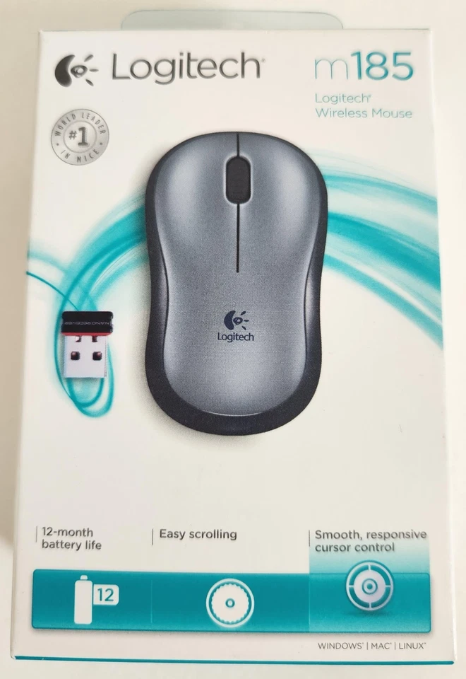 *NEW-FACTORY SEALED* Logitech Wireless Mouse M185 (Gray) - Image 2 of 4