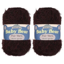 JubileeYarn Baby Bear Yarn 2 Skeins Brown Chunky Weight Polyester Fur Yarn