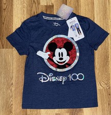 New Disney 100th Anniversary Graphic Short Sleeve Tee T-Shirt Kids Size 4 XS