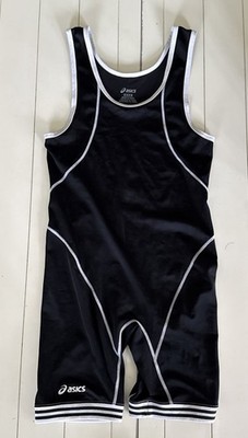 ASICS Mens Snap Down Wrestling Singlet Jumpsuit Black Size MEDIUM 135-160 lbs
