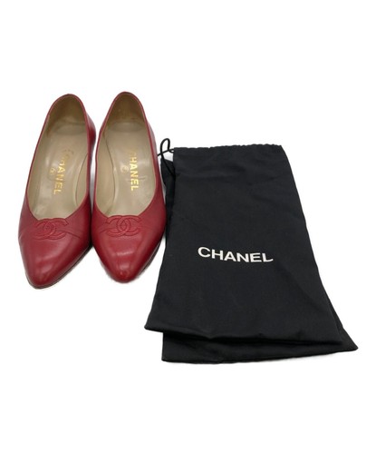CHANEL Heeled Pumps Red Pupms Woman's 35.5 / 22.5cm - Picture 8 of 8