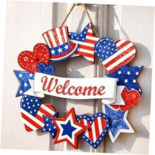 Wooden 4th of July Decorations Patriotic Wreaths for Front Door Pat1