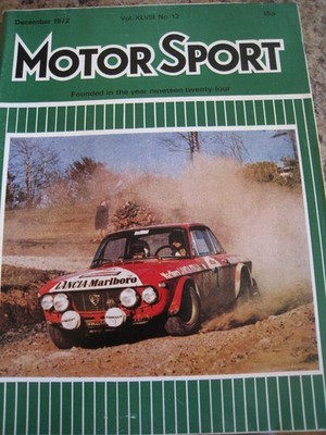 MOTOR SPORT DEC 1972 HEXAGON ELAN SPRINT DATSUN 160B CITROEN SM RALLY BDA LANCIA