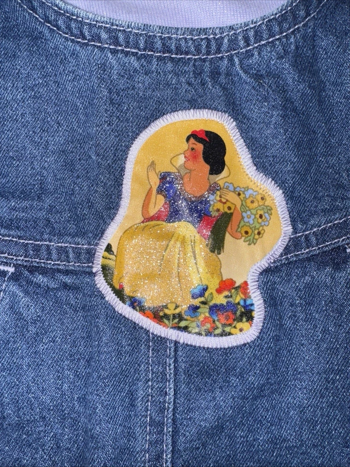 Rare Vintage Disney Kids Snow White Dress 2T Macau 90s Y2K Denim Patch Princess - Image 4 of 4