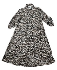 Gigi Moda Shirt Dress Women's OSFA Collared Cheetah Rolltab Sleeve made in Italy