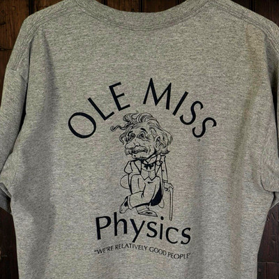 Vintage Ole Miss Physics Albert Einstein ''Relativity'' Pun T Shirt Y2K Sz L Gray
