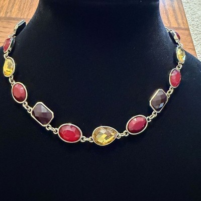 White House Black Market geometric multi color necklace NEW faceted career prepp