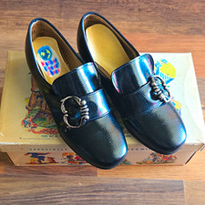 Mother Goose Shoes Vintage 1950s Black Leather Buckle Loafers US 3 M 3125