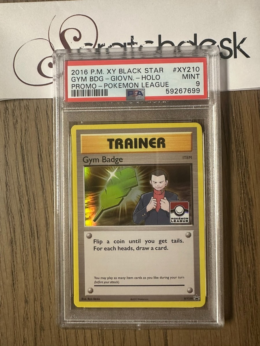 PSA 9 - GIOVANNI GYM BADGE XY210 - POKEMON LEAGUE - Foil Black