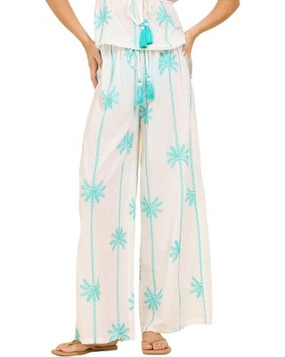 Surf Gypsy Striped Palm Embroidered Pant Women's White M
