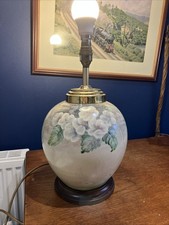 Ceramic Ginger Jar Style Table Lamp On wooden Base Hand Painted 2007