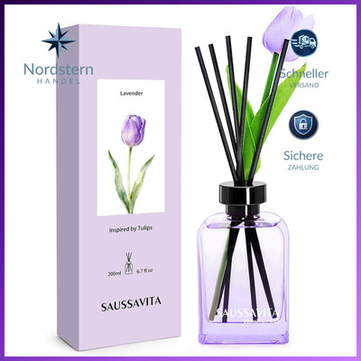 Raumduft Diffuser Lavendel 200ml 120 Tage Lila Flasche 10 Duftstäbchen