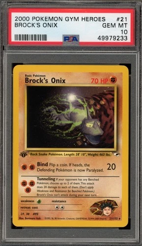 Pokemon Brock's Onix Gym Heroes 1st Edition Rare #21 PSA 10 Gem Mint