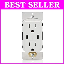 60W USB Charger with Tamper-Resistant Outlet, White