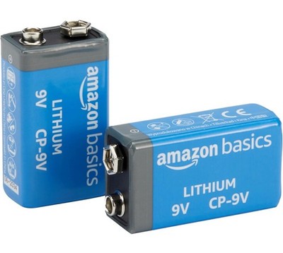 Amazon Basics 2-pack 9V High Performance Lithium Batteries, 10-year Shelf Life