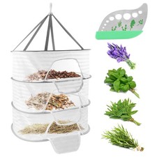 2 PCS 3 Layer Herb Drying Rack Hanging Mesh Net White Foldable Dryer Stripper