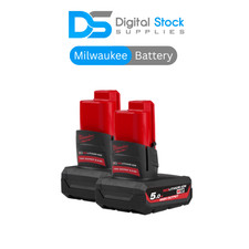 Milwaukee M12HB5 12V 5.0 Ah High Output Li-Ion Battery - Red (Twin Pack)