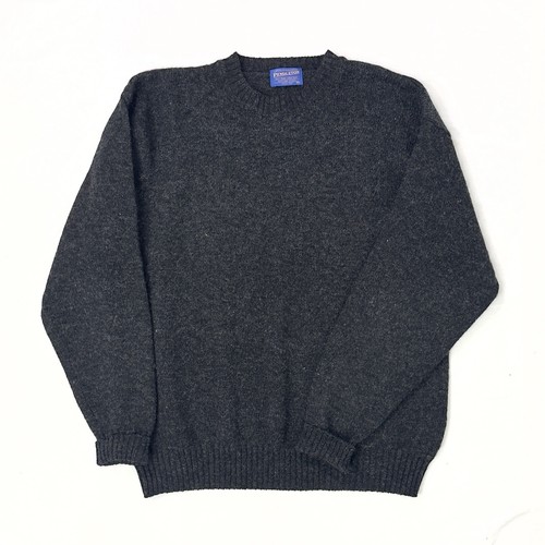 Vintage 80s Pendleton Charcoal Gray 100% Virgin Wool Knit Crew Luxury Sweater XL