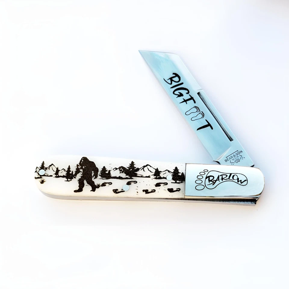 CUCHILLO BARLOW BEAR & SON CUTLERY USA BIGFOOT SASQUATCH HUESO NATURAL GRANDE Foto 2 de 3