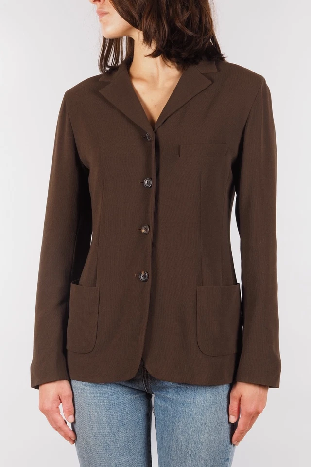 Jil Sander Vintage 90s Women's Brown Wool Minimalist Blazer Jacket EU 36 / US 4 - Image 2 of 4