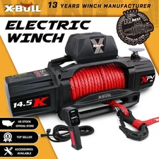 X-BULL Electric Winch 14500LBS 12V Synthetic Rope Towing Truck Trailer Winch 4WD