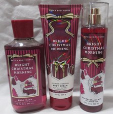 Bath  Body Works Wash Cream Fragrance Mist Set Lot 3 BRIGHT CHRISTMAS MORNING