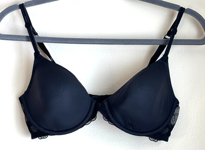 Victoria's Secret Angels Ipex Black Bra Women 36C Padded Full Coverage Lace Trim