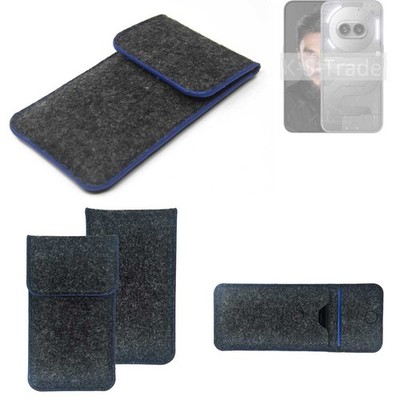 Filz Hülle für Nothing Phone (2a) Plus dunkelgrau blauer Rand Case Tasche Schu