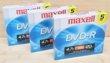 MAXELL DVD-R Discs 4.7GB 16x 120 Min With Slimline Jewel Case 15 total