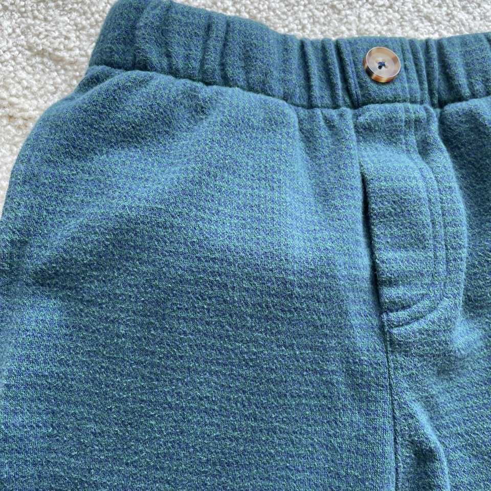 HANNA ANDERSSON BLUE GREEN GINGHAM PULL ON  JACQUARD KNIT PANTS 130  8 - Image 2 of 4