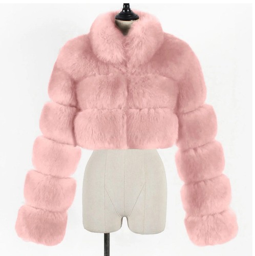 Cappotto donna soffice pelliccia sintetica ritagliato puffer jacket invernale caldo fuzzy teddy jacket - Foto 3 di 7