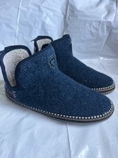 Ariat Blue Felt Slip-On Slippers Faux Shearling Lined Rubber Size 7.5