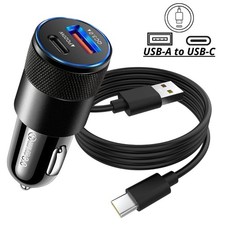 PD 38W Fast Car Charger For iPhone 15 16 17 Pro Max Samsung USB-C Type C Cable