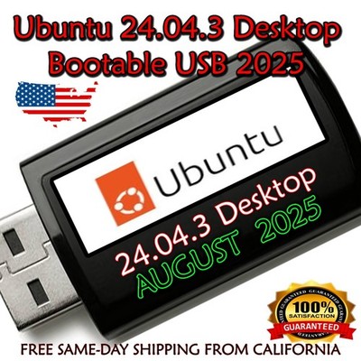 Ubuntu 24.04.3 LTS Bootable USB Live-Installer   Latest Version August 2025  