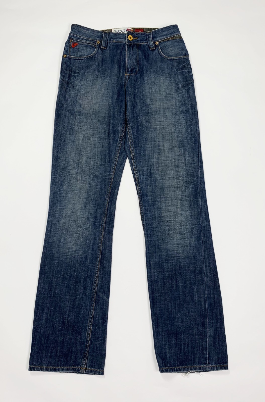 Quikjean jeans uomo usato relaxed gamba dritta distressed blu T599