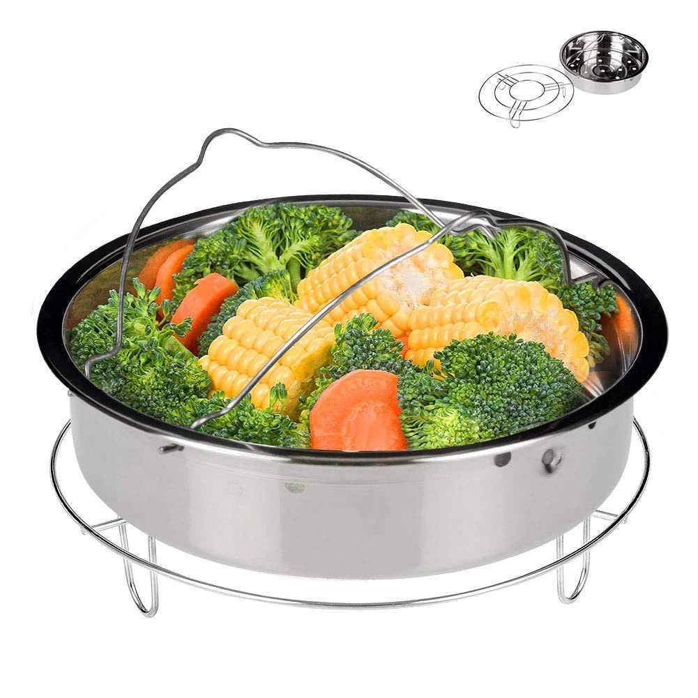 Stainless Steel 6 Quart Electric Pressure Cooker Steam Rack Steamer Baske Silver